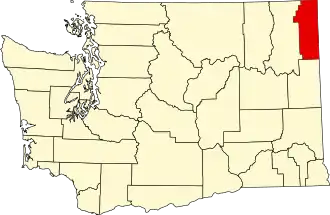 Map of Washington highlighting Pend Oreille County