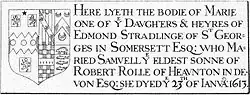 Monumental brass of Marie Stradling (died 1613)
