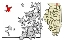Location of Harvard in McHenry County, Illinois.