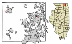 Location of McCullom Lake in McHenry County, Illinois.