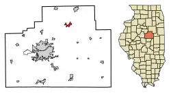 Location of Lexington in McLean County, Illinois.