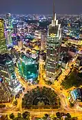 Mê Linh Square and surrounding area behind viewed from above