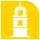 Pictogram of Misterios metro station. It features the silhouette of a three-story monument.