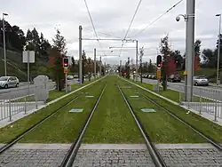 Track north of the platforms, in the direction of Porto