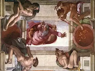 God separating the waters from the heavens. (Context)