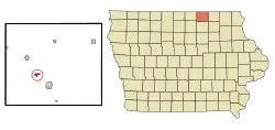 Location of Mitchell, Iowa