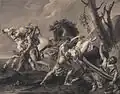 Theseus and Pirithoüs Clearing the Earth of Brigands, Deliver Two Women from the Hands of their Abductors by Angelique Mongez (1806)