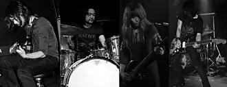 Mono, performing in 2010. From left to right: Yoda, Takada, Tamaki, Taka.