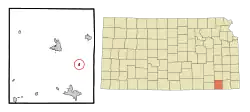 Location within Montgomery County and Kansas