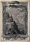 Moses' arms grow heavy as he prays for the victory of the Israelites over the Amalecites; an outstretched arm is anatomically depicted, c. 1735