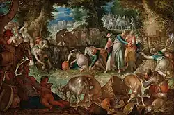 Moses Striking the Rock, 1624, 44.6 × 66.7&nbsp;cm (17.6 × 26.3 in)