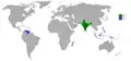 Map of countries and territories that have won Mr. International.