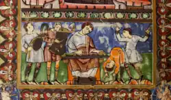 1029-1050 A.D., Germany. Werner Psalter. Bowed Germanic lure (far left)