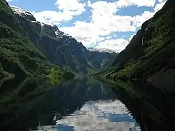 Looking to Gudvangen from the fjord