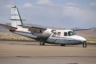 Certified from 1954, the seven-seat 560 is powered by two 270–295&nbsp;hp (201–220&nbsp;kW) Lycoming GO-480s.