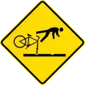 Cyclists take care on rail tracks