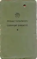 Nansen passport cover; Police office, Prague, Czechoslovakia, 1930