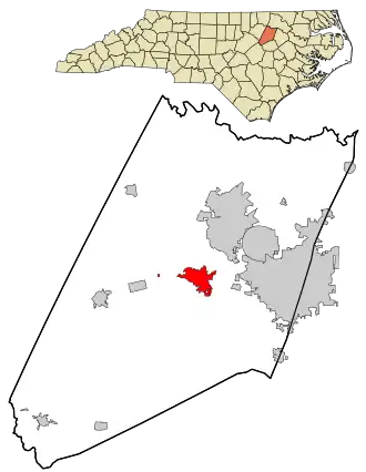 Location in Nash County and the state of North Carolina