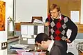 Neil McBrIde and Peter Jalowiczor; David W. Hughes' research students preparing for the 1990 research bazaar.