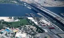 This is a photo showing the New Al Garhoud Bridge, crossing Dubai Creek in Dubai, United Arab Emirates, on 18 October 2007