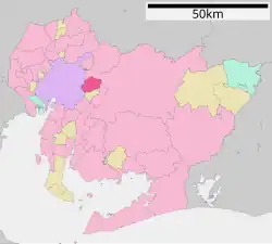Location of Nisshin in Aichi Prefecture