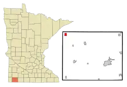 Location of Leota in Nobles County and Minnesota