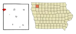 Location of Sheldon, Iowa