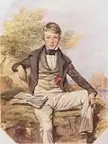 Portrait of Benjamin Gibbons, son of John Gibbons(1777-1851), with a view of Eton College Beyond, Watercolour, 16 1/2 X 11 1/4 inches (36.8 x 28.6&nbsp;cm)