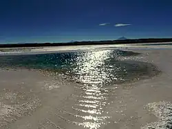 Photo of water surface with reflected sunlight