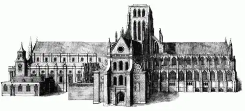 Engraving of a church building