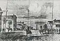 Engraving of street scene, circa 1860
