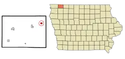 Location of Harris, Iowa