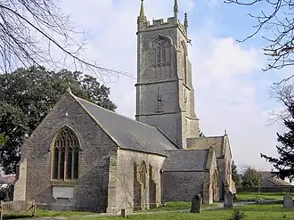 Stone building with square tower
