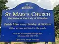 Sign at the Anglican shrine
