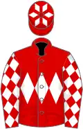 Red, white triple diamond, diamonds on sleeves and cap