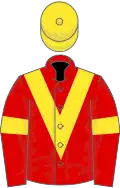 Red, yellow chevron, armlets and cap