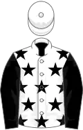 White, black stars and sleeves, white cap