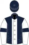 Dark Blue, White stripe, White sleeves, Dark Blue armlets