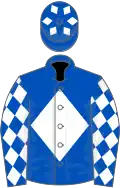 Royal blue, white diamond, white diamonds on sleeves and cap