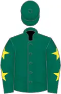 Dark green, yellow stars on sleeves