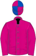 Cerise, cerise and royal blue quartered cap