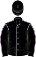 Black, mauve seams, black cap