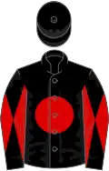 Black, red disc, diabolo on sleeves