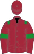 Maroon, green epaulettes and armlets