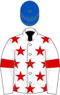White, Red stars and armlets, Royal Blue cap