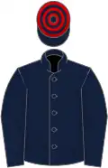 Dark blue, red hooped cap
