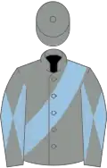 Grey, blue sash and diabolo on sleeves