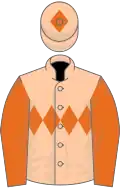Apricot, orange triple diamond, sleeves and diamond on cap