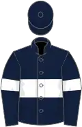 Dark blue, white hoop and armlets
