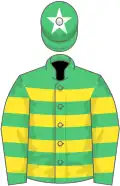 Emerald Green and Orange Hooped, emerald green cap, white star
